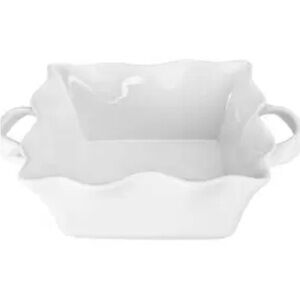 White Ceramic Ruffled Baking Dish with Handles